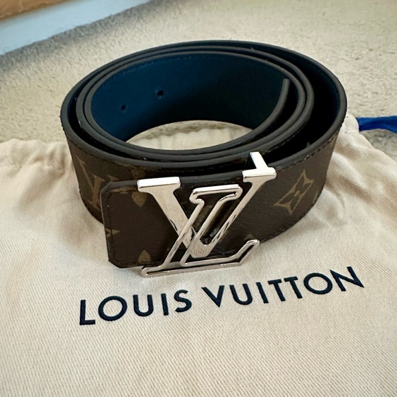 LOUIS VUITTON | LV Line 40 mm Reversible Blue Belt - Picture 2 of 9